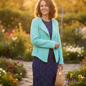 💎 Go Make Noise Drape Front Jacket | Teal Knit 🧥